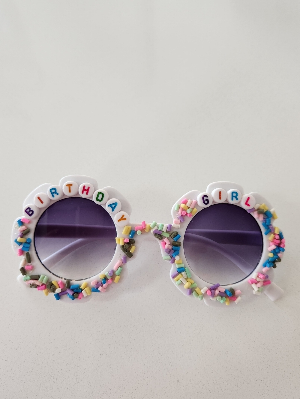 Birthday Girl Kids Sunglasses - White with sprinkles